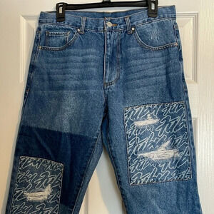 Fubu mens vintage distressed skater wide leg jeans size 32